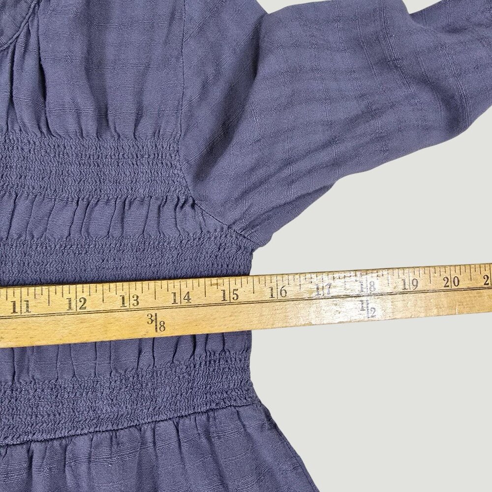 Boho Smocked Tunic Blouse Gray Medium - Picture 8 of 16